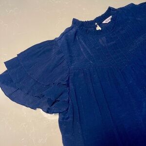 Nanette Lepore Blue Flutter Sleeve Blouse – Size L